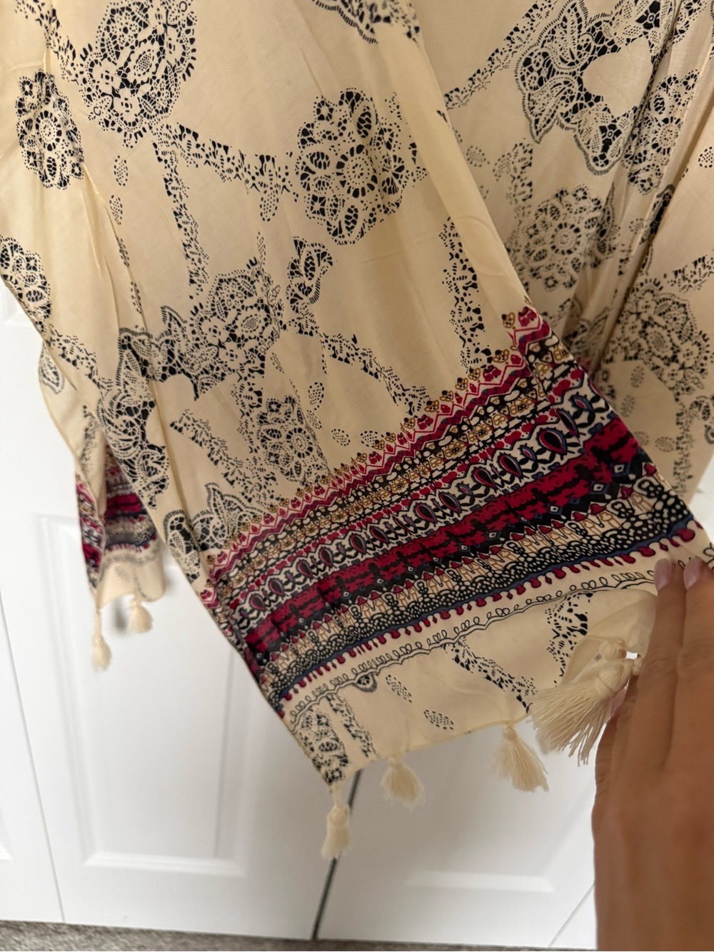 Harve Benard Beach Cover Up Paisley Tassels Boho Lightweight - Picture 2 of 6